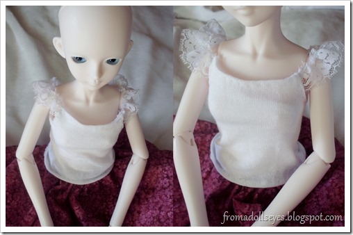 two white lace trimmed doll tank tops