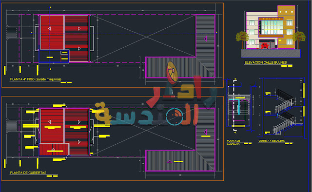 مشروع بولنيس فندق 3 طوابق dwg  