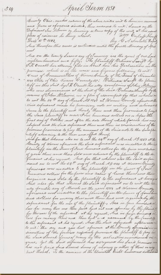 John A Irwin sue by Valinda Swift April Term 1850_0003