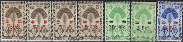 Madagascar - 1945 - Surcharged with New Values and Bars