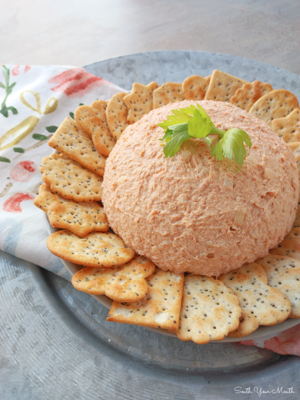 Smoked Salmon Ball! A retro appetizer recipe with canned salmon, cream cheese and smoky flavor made into a cheese ball perfect to spread on crackers.