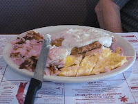 Click to enlarge - Chicken fried steak and an omelet.