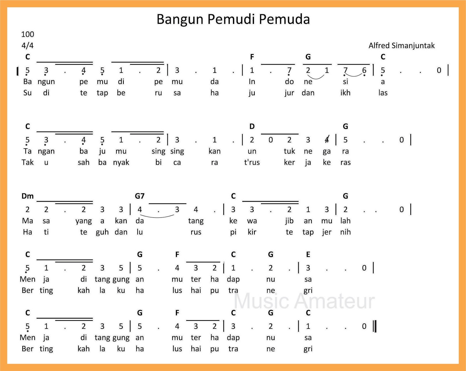 Not Angka Bangun Pemudi Pemuda SEPUTAR MUSIK