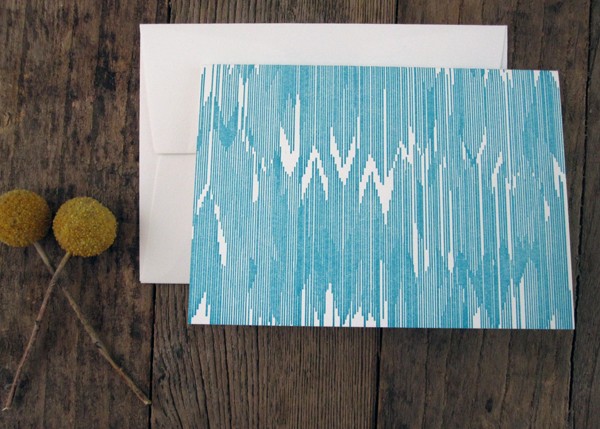 Bow and Arrow Letterpress Teal Turquoise Ikat Cards