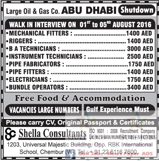 Oil and gas company job's for Abu Dhabi