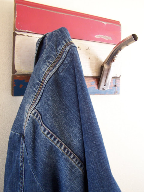 repurposed coat hook from oil can nozzles http://bec4-beyondthepicketfence.blogspot.com/2011/05/patriotic-coat-hook-its-gas.html