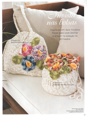 BOLSAS CON FLORES  A CROCHET  CON PATRON Y GRAFICO