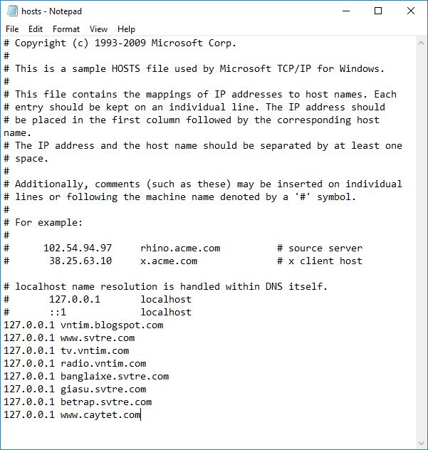 Cách chặn trang web đen bất kỳ bằng file Hosts