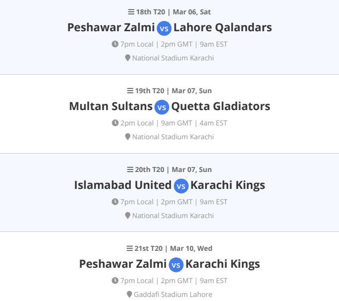 Pakistan super league 2021 schedule