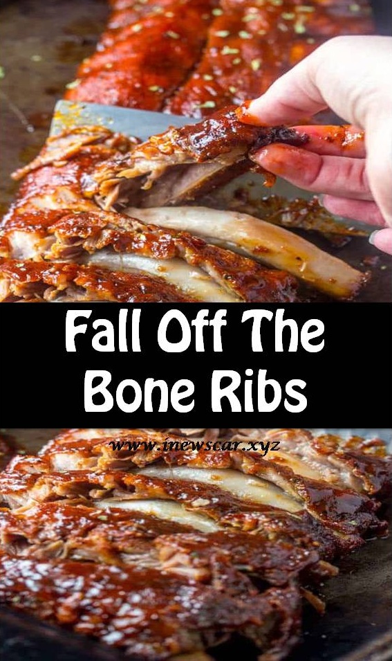 These Fall Off The Bone Ribs are a simple recipe that is baked low and slow in the oven creating a tender, juicy and flavorful bbq dinner.