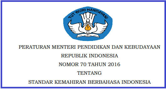  wacana Standar Kemahiran Berbahasa Indonesia  PERMENDIKBUD NOMOR 70 TAHUN 2016 TENTANG STANDAR KEMAHIRAN BERBAHASA INDONESIA