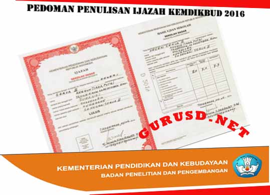 Petunjuk Pengisian Ijazah Tahun Pelajaran 2015/2016 dari Balitbangi Kemdikbud