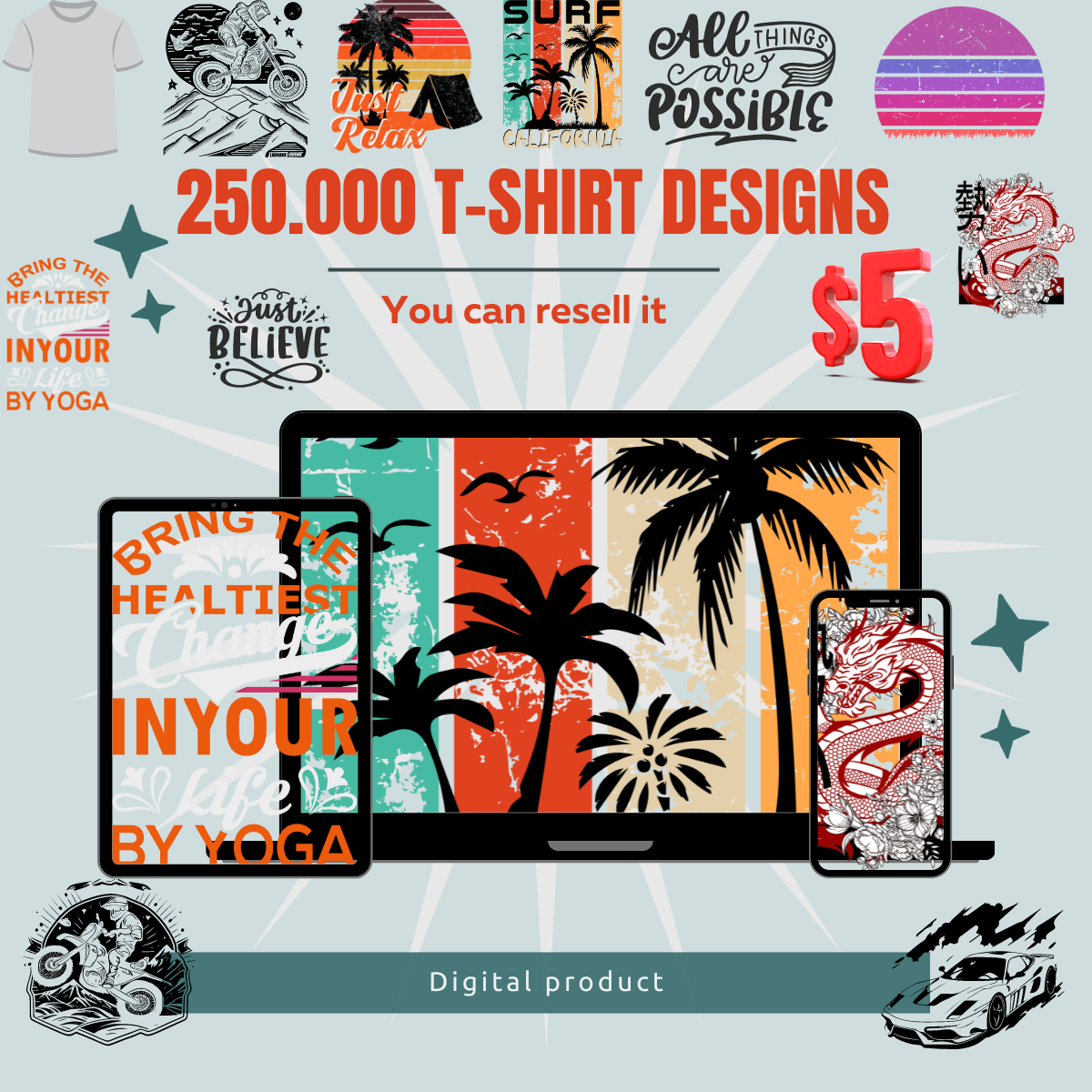 تيشيرتات لا تُضاهى: مجموعة تصاميم تزيد عن 250,000 تصميم