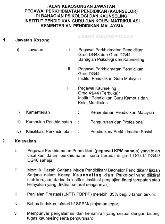 Jawatan Kosong Kementerian Pendidikan Malaysia (KPM) Januari 2020