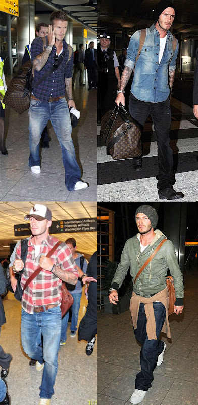David Beckham airport fashion