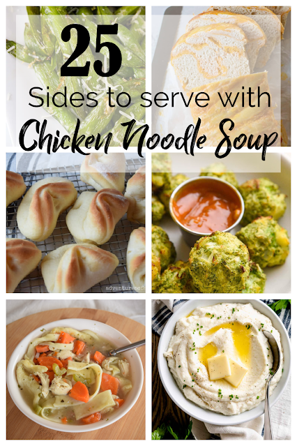 collage of side dishes for chicken noodle soup