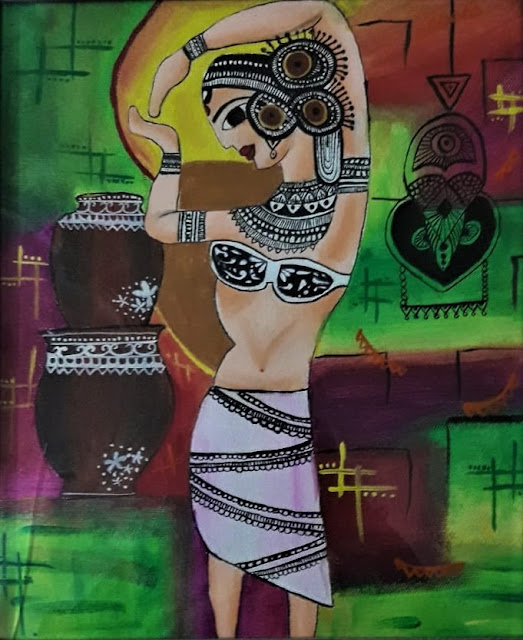 Tribal Woman Acrylic Painting