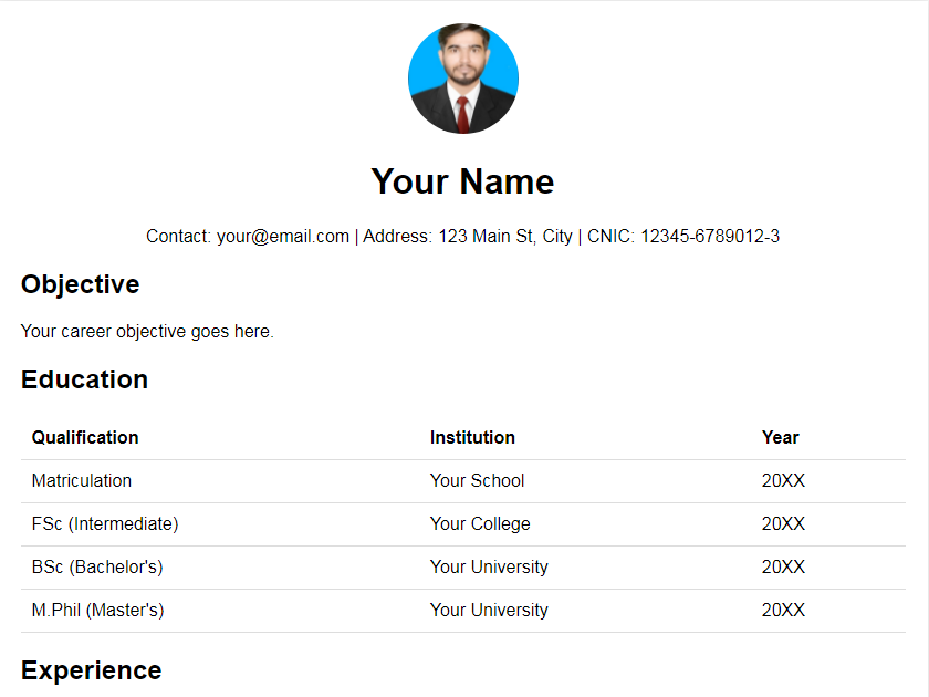 CV/Resume in HTML and CSS source code 2023