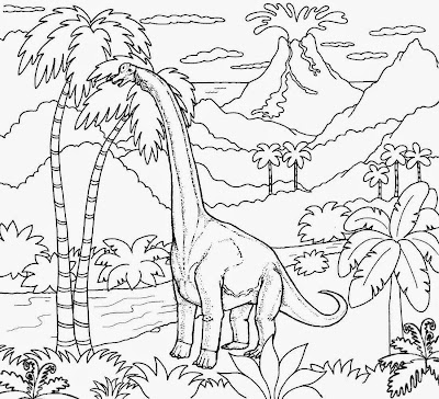 Jurassic Period art plant eating elongated neck large dinosaur Diplodocus pictures for kids to color