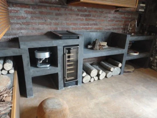 gambar inspiratif meja dapur cor dengan beton ekspos