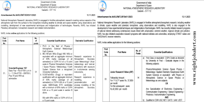 67700 Salary - Scientist or Engineer and Junior Research Fellow Jobs in The National Atmospheric Research Laboratory