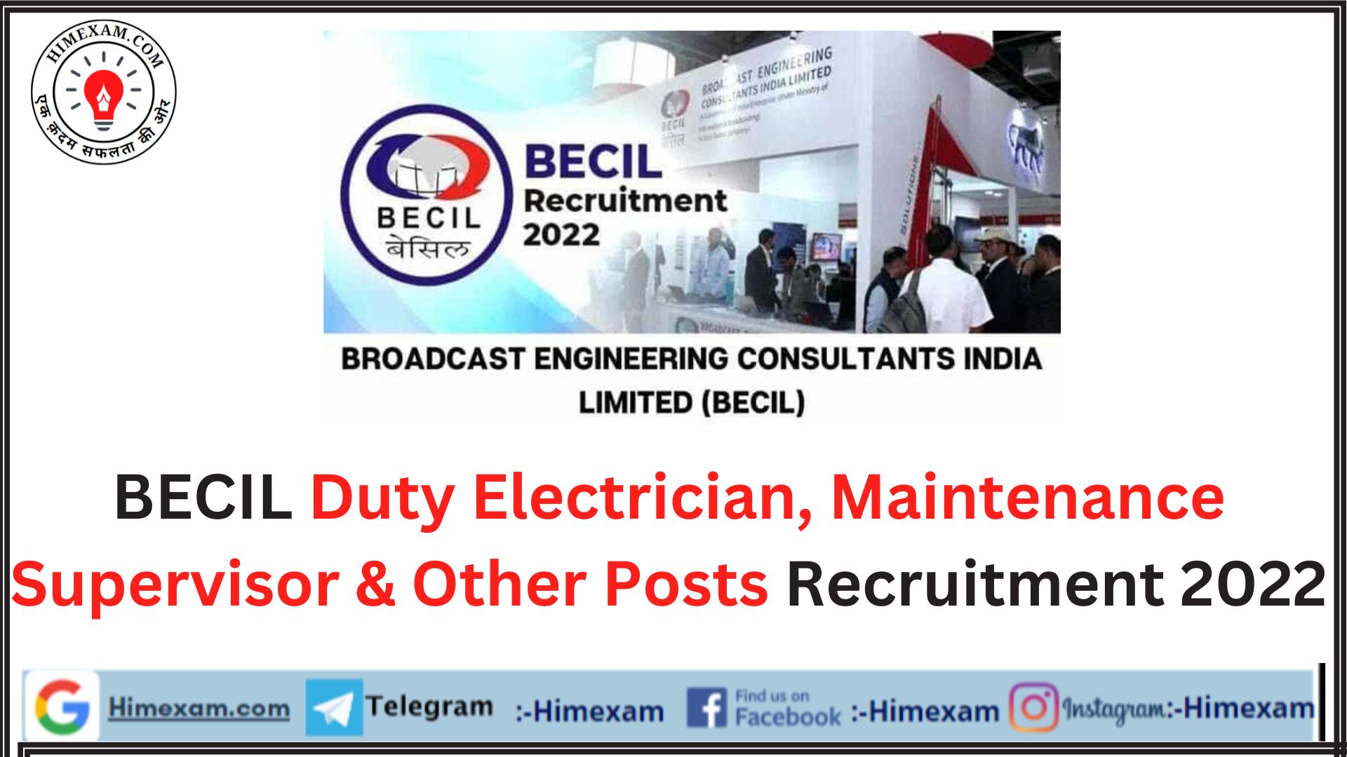 BECIL Duty Electrician, Maintenance Supervisor & Other Posts Recruitment 2022