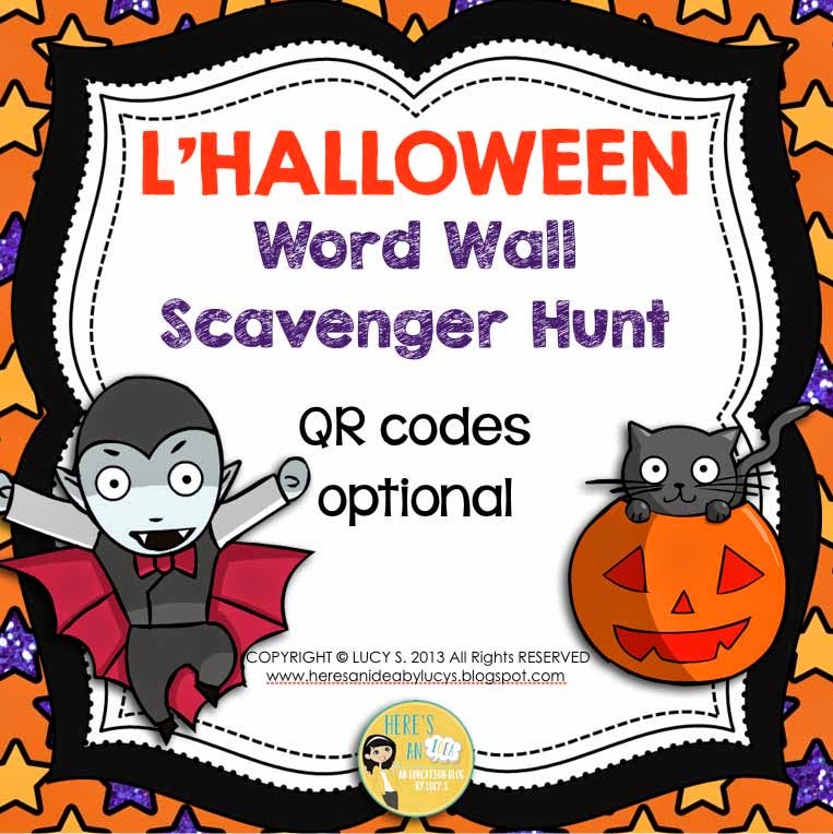 French Halloween Word Wall + Scavenger Hunt 