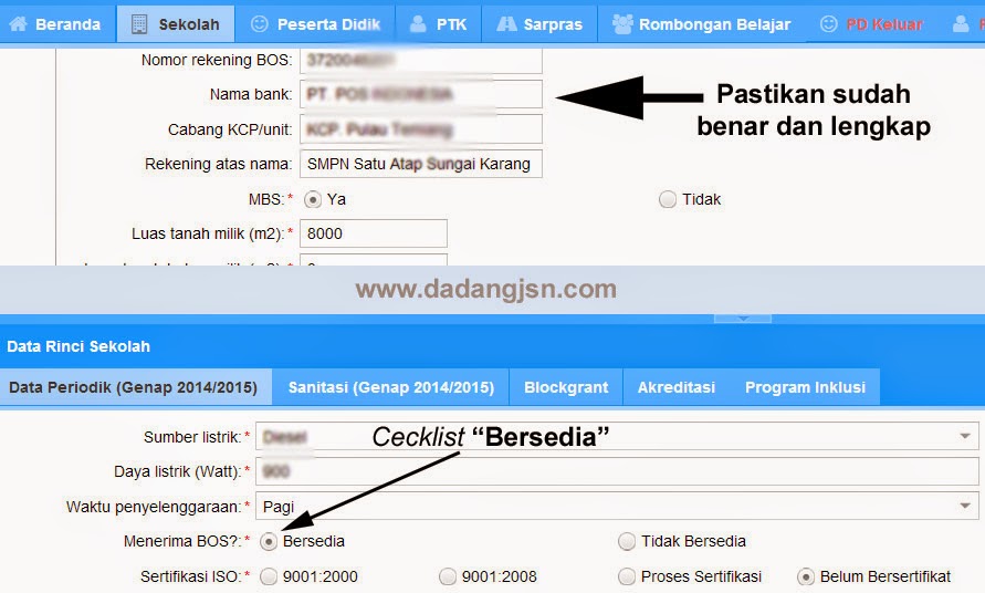 CARA PENGISIAN APLIKASI DAPODIKDAS V.3.0.2 UNTUK DANA BOS 2015 DAN HAL-HAL PENTING YANG PERLU DIPERHATIKAN 