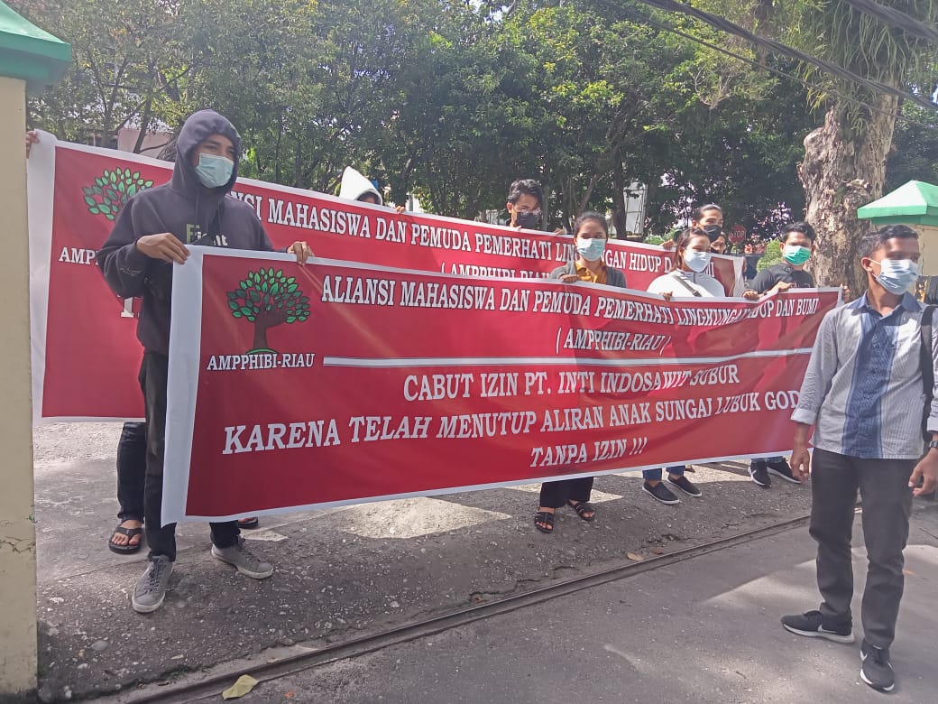 Gelar AKsi Demo, AMPPIHIBI Desak DLHK Provinsi Riau Evaluasi Izin PT ISS