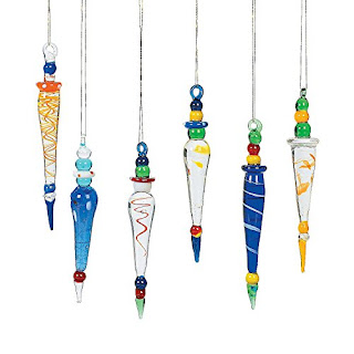 Oriental Trading Company Glass Icicle, Multi Color, 12 Count