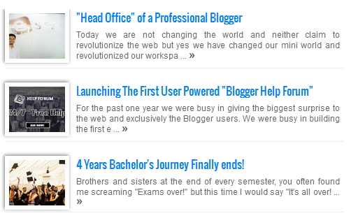 recent posts with small thumbnails
