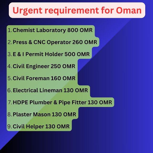 Urgent requirement for Oman