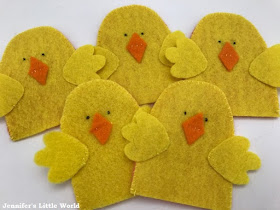 Five little ducks finger puppets for children