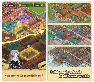 Screenshots of the Idle Magic School for Android tablet, phone.