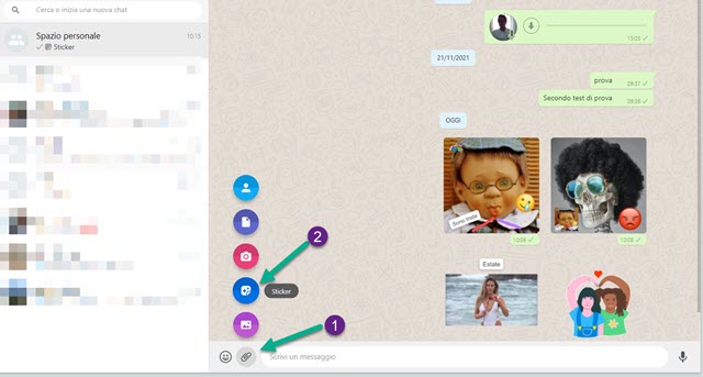 aggiunta di sticker in whatsapp chat