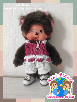 kiki Monchhichi tricot pull handmade fait main poupée doll