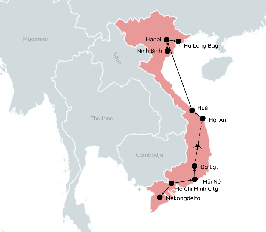 Vietnam reisroute 3 tot 4 weken