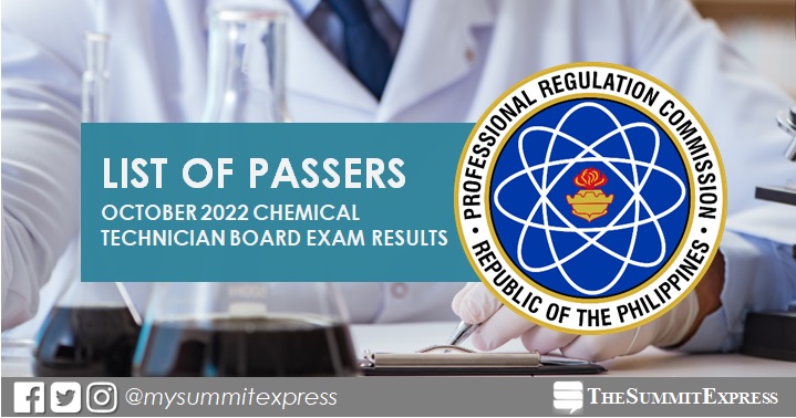 RESULTS: October 2022 Chemical Technician board exam list of passers