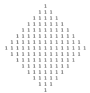 php program print diamond number pattern