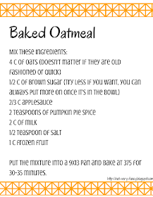 Baked Oatmeal Recipe from Not very fancy