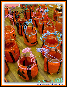 Jack-o-Lantern Craft from Babyfood Jars for Halloween at RainbowsWithinReach