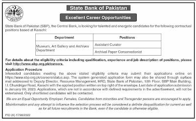 Latest State Bank of Pakistan Posts Karachi 2023