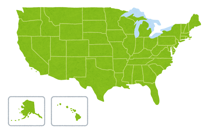 アメリカ合衆国の地図のイラスト 州分け かわいいフリー素材集 いらすとや