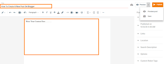 How To Create You First Blog Post on Blogger