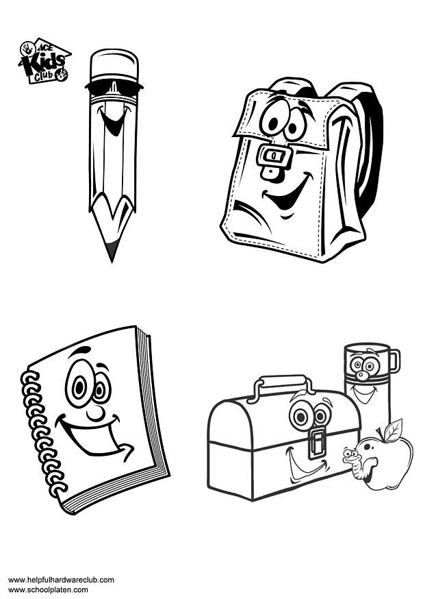 school supplies. Back School Coloring Pages!