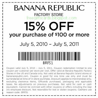 Free Printable Banana Republic Coupons