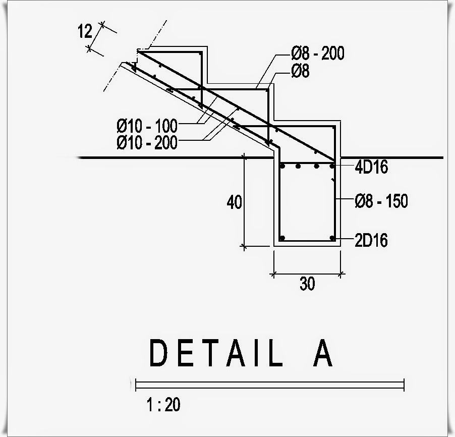 Denah Tangga  dan Detail  Penulangan Tangga  Sederhana Home 