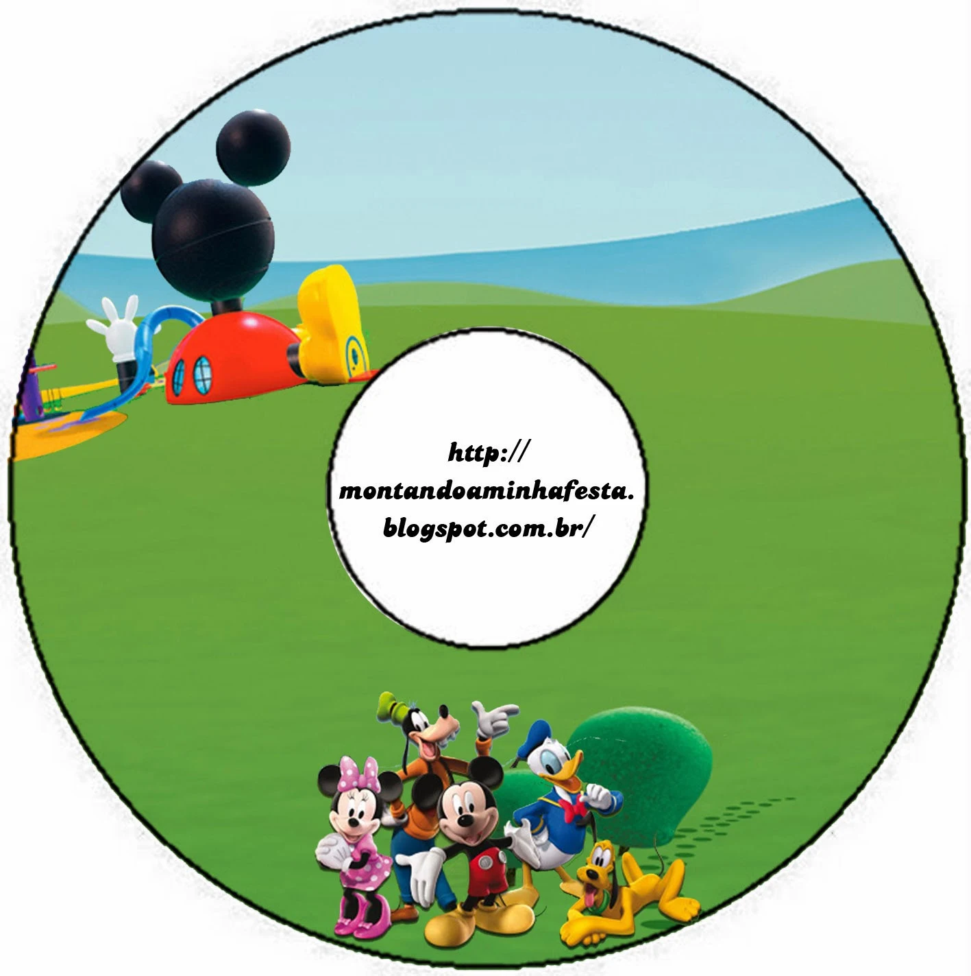 Etiqueta para CDs de la Casa de Mickey.