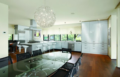 Summer Kitchen Design on Contemporary Bungalow Kitchen Design With Wood Flooring