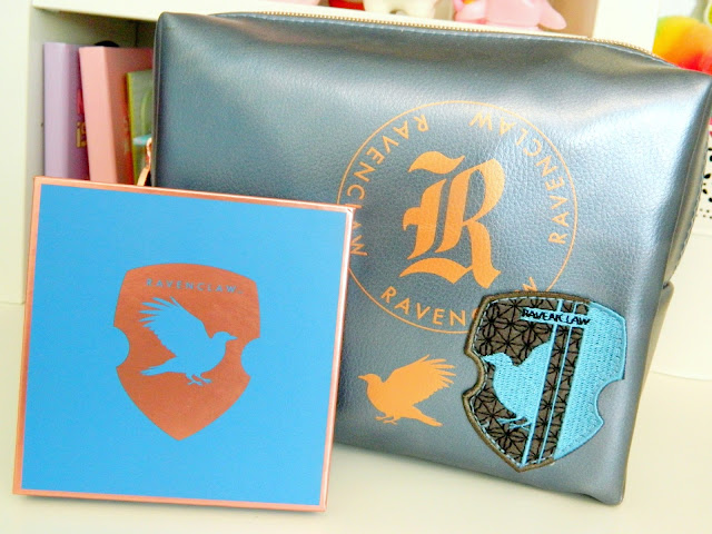 a photo showing a harry potter ravenclaw eyeshadow palette and makeup bag